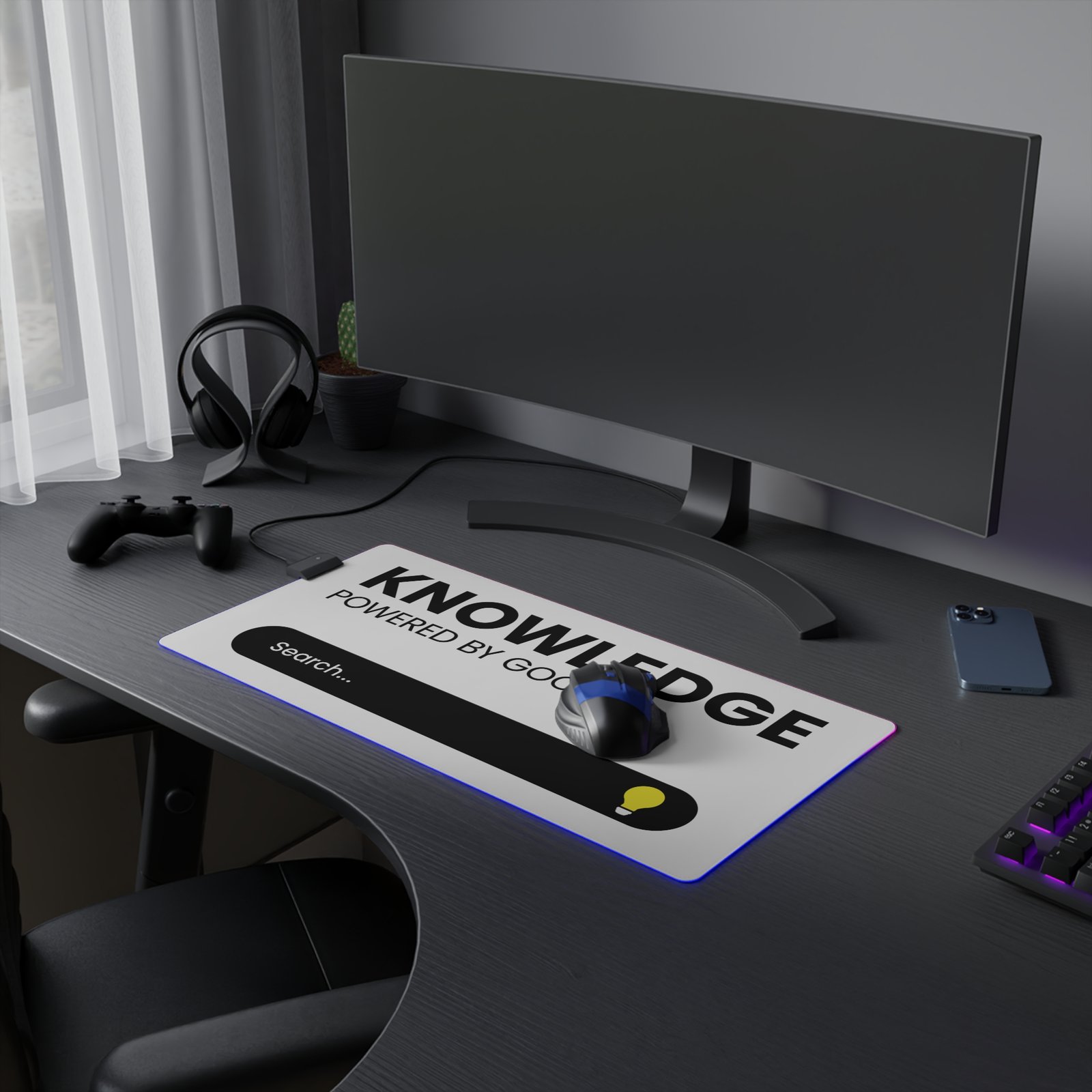 Knowledge is POWER By GOOGLE LED Gaming Mouse Pad - Image 6