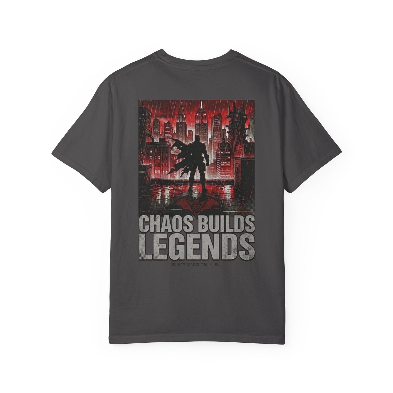 Chaos Builds Legends T-Shirt — Gothic Cityscape Graphic Tee - Image 14