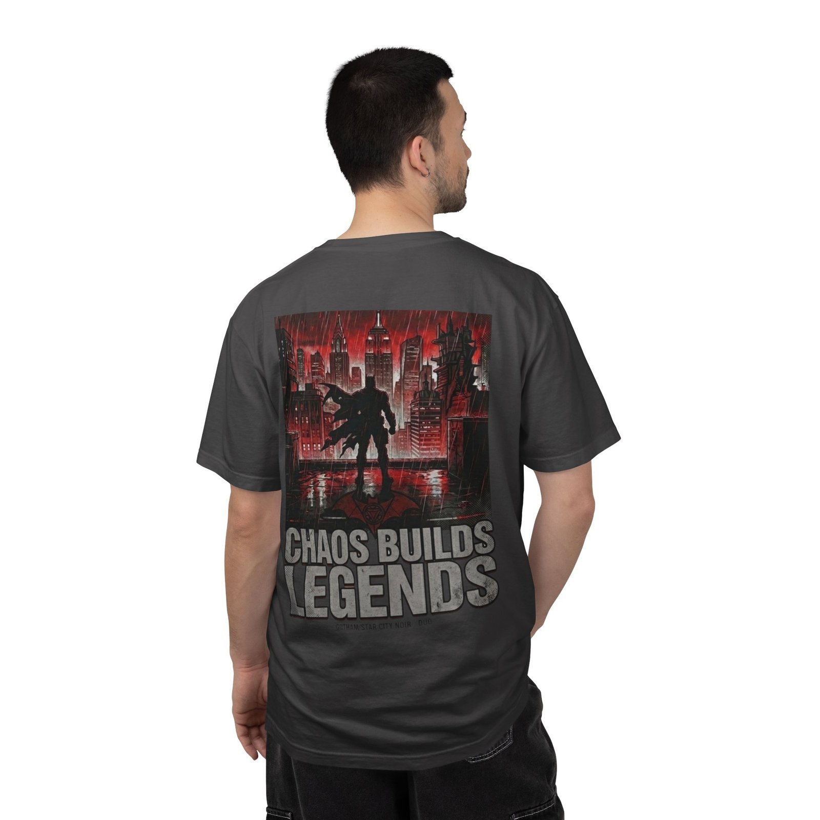 Chaos Builds Legends T-Shirt — Gothic Cityscape Graphic Tee - Image 19