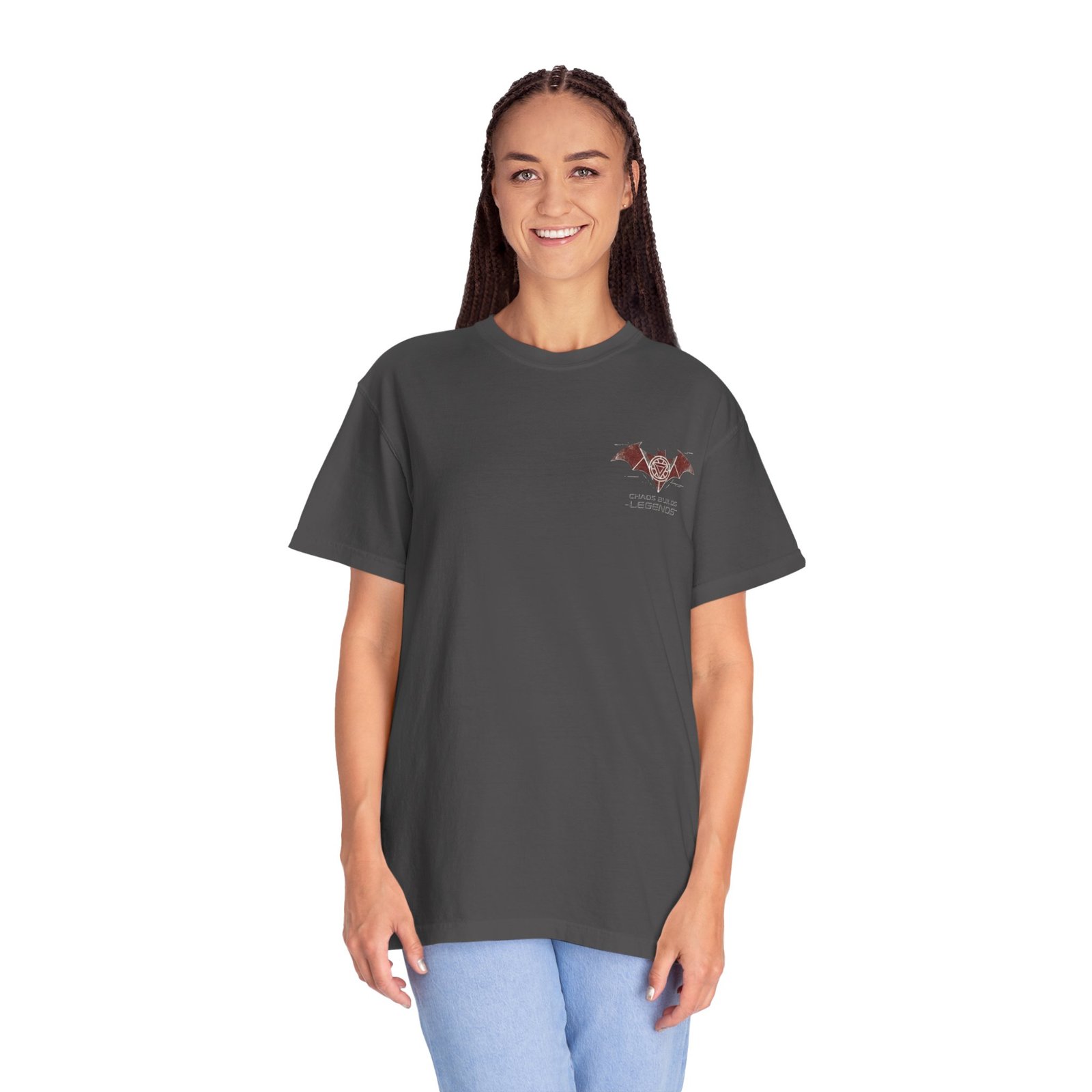 Chaos Builds Legends T-Shirt — Gothic Cityscape Graphic Tee - Image 20