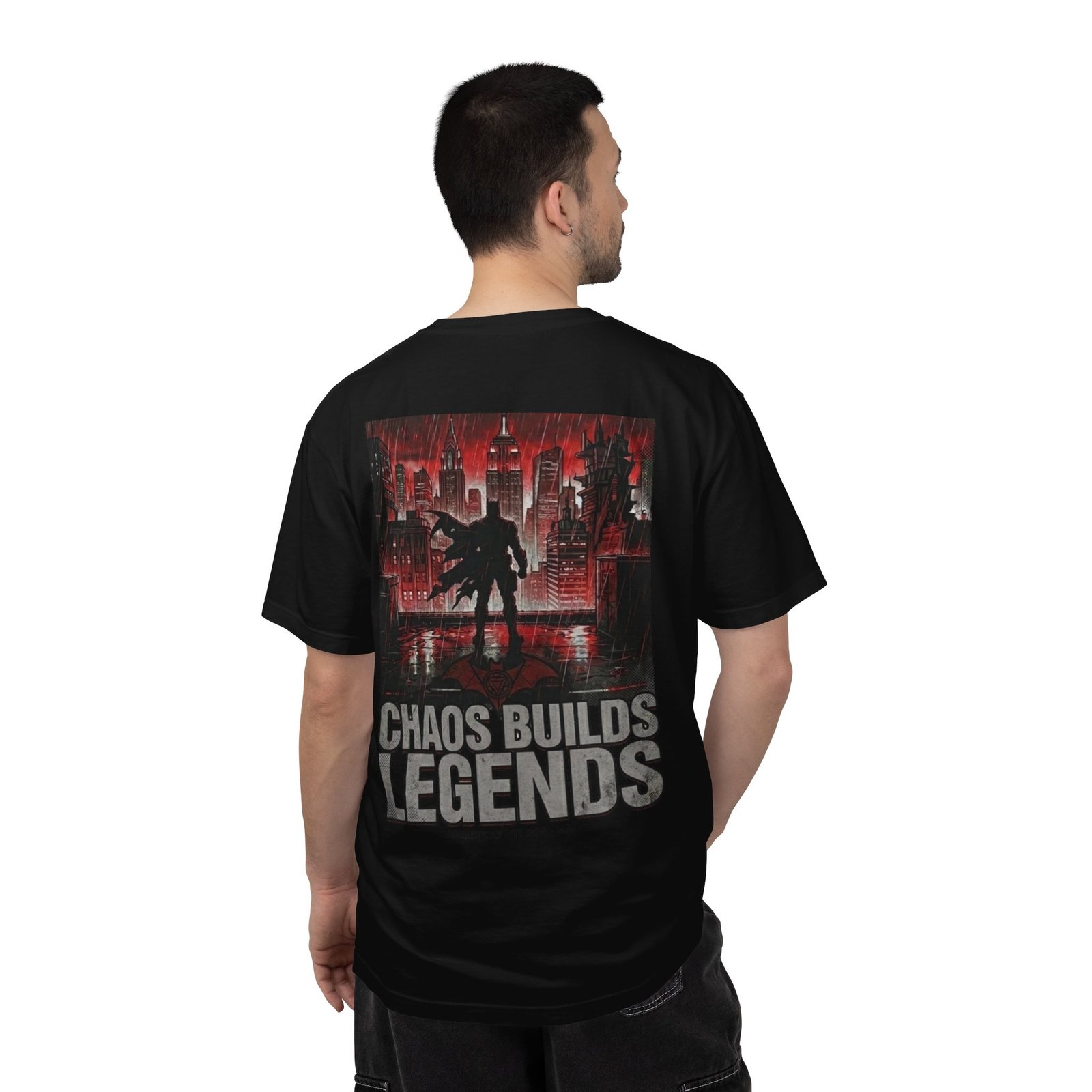 Chaos Builds Legends T-Shirt — Gothic Cityscape Graphic Tee - Image 43