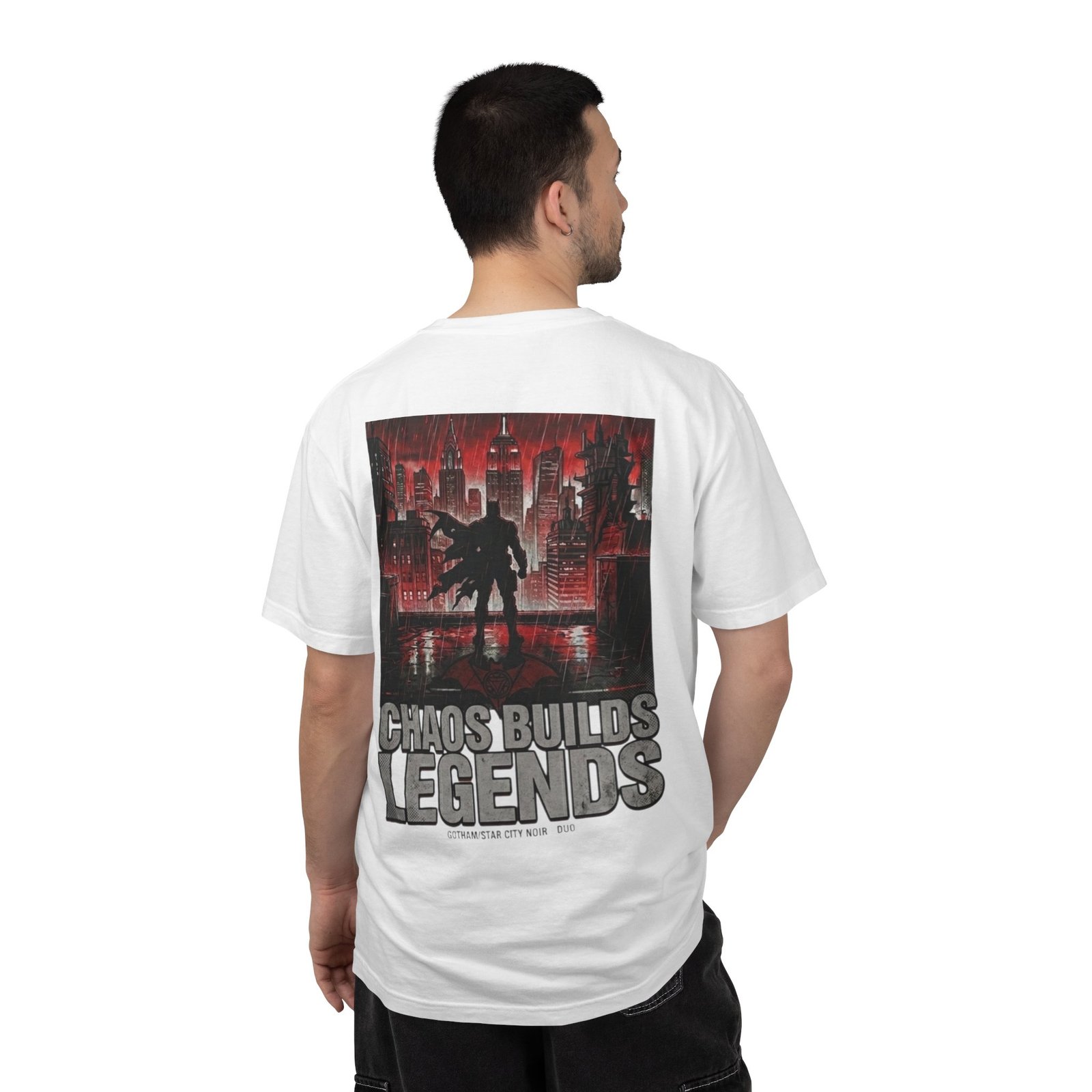Chaos Builds Legends T-Shirt — Gothic Cityscape Graphic Tee - Image 35