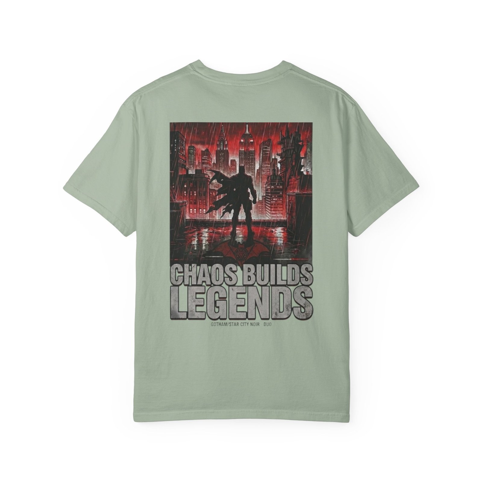 Chaos Builds Legends T-Shirt — Gothic Cityscape Graphic Tee - Image 54