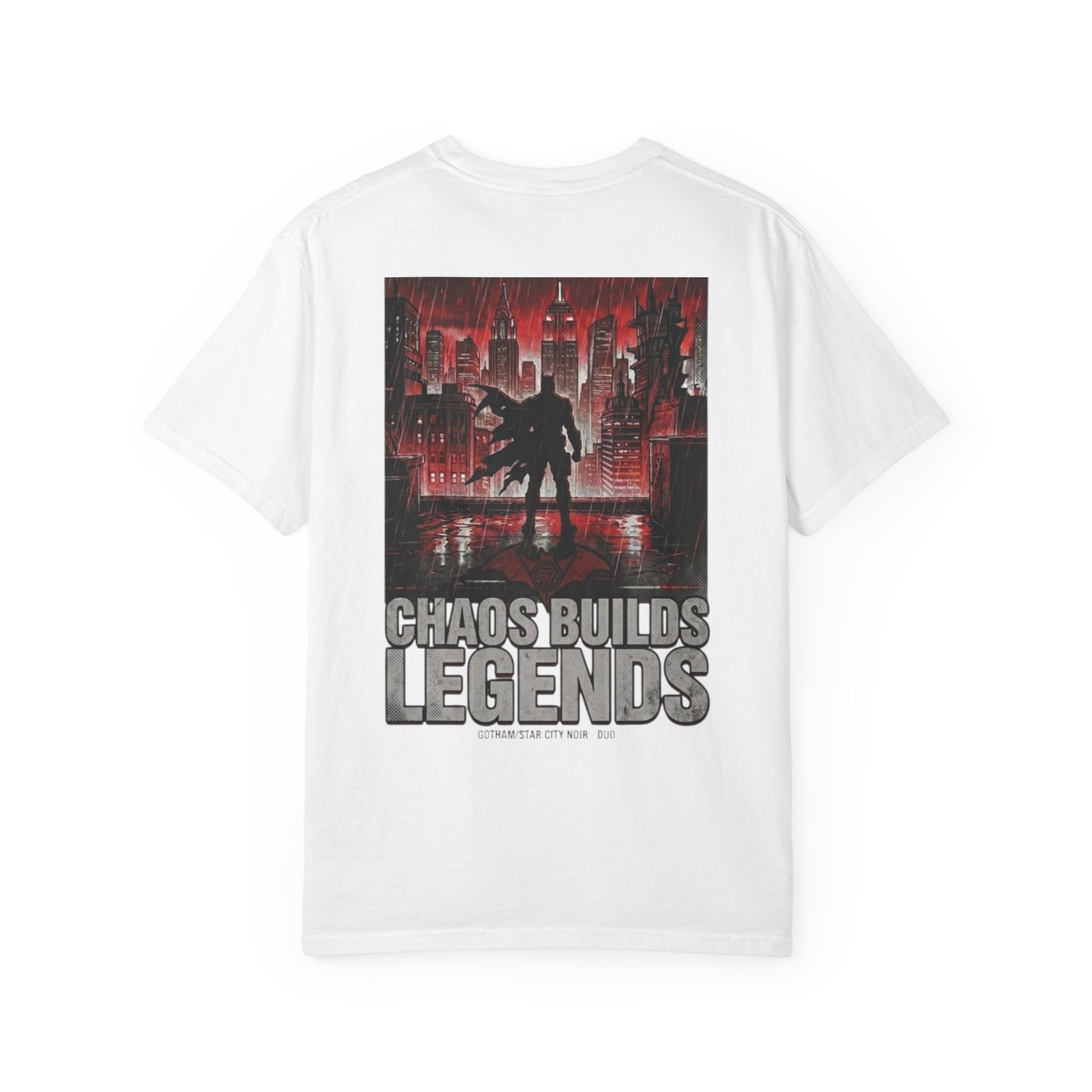 Chaos Builds Legends T-Shirt — Gothic Cityscape Graphic Tee - Image 30