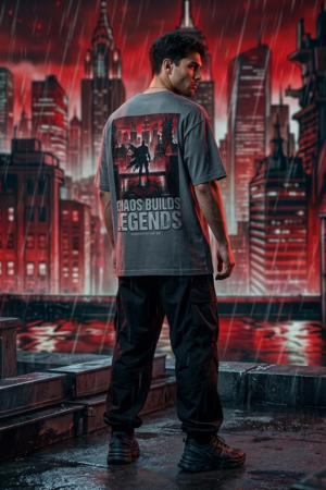 Chaos Builds Legends T-Shirt — Gothic Cityscape Graphic Tee