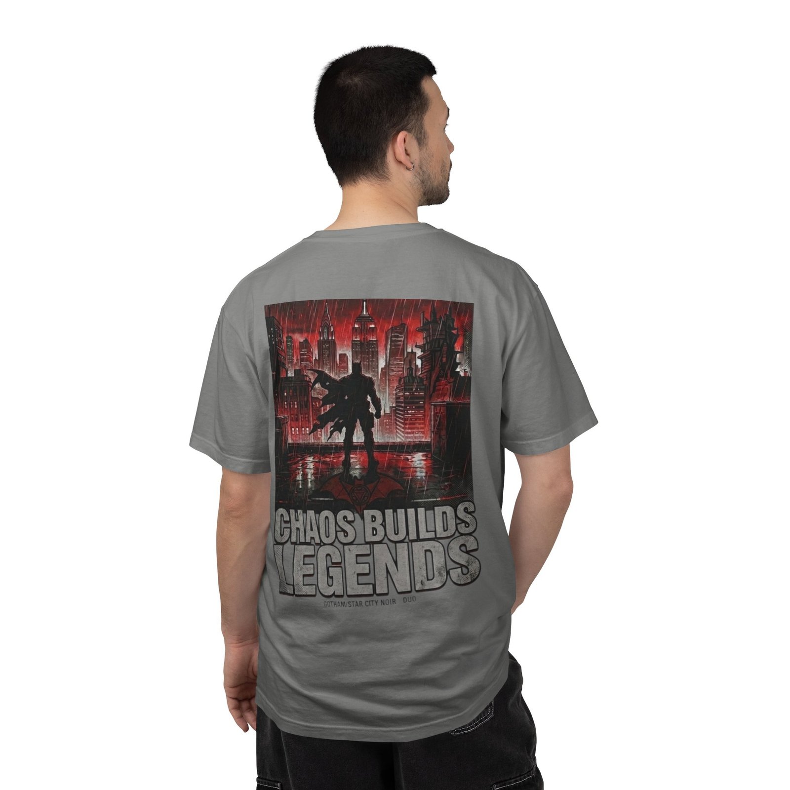 Chaos Builds Legends T-Shirt — Gothic Cityscape Graphic Tee - Image 11