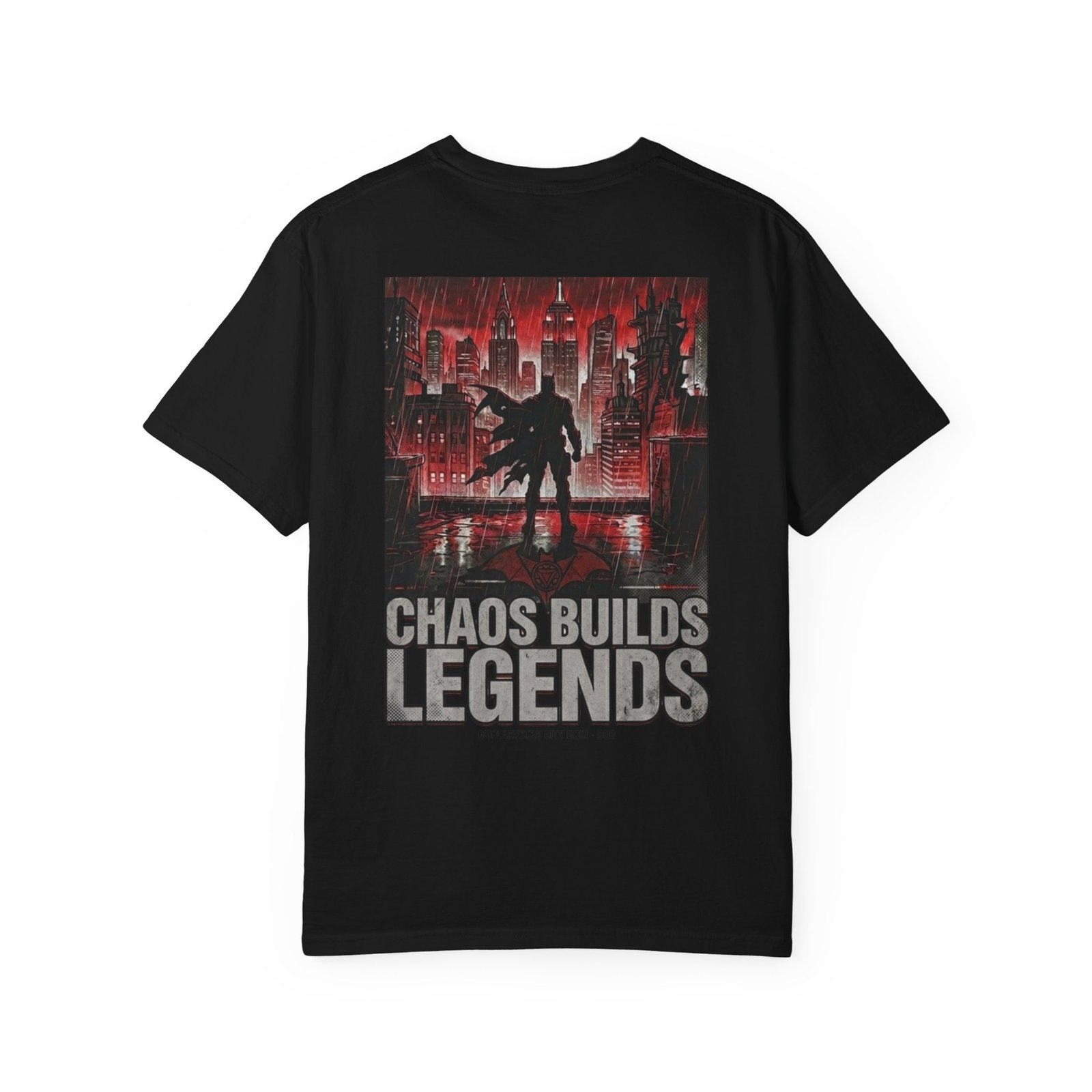 Chaos Builds Legends T-Shirt — Gothic Cityscape Graphic Tee - Image 38