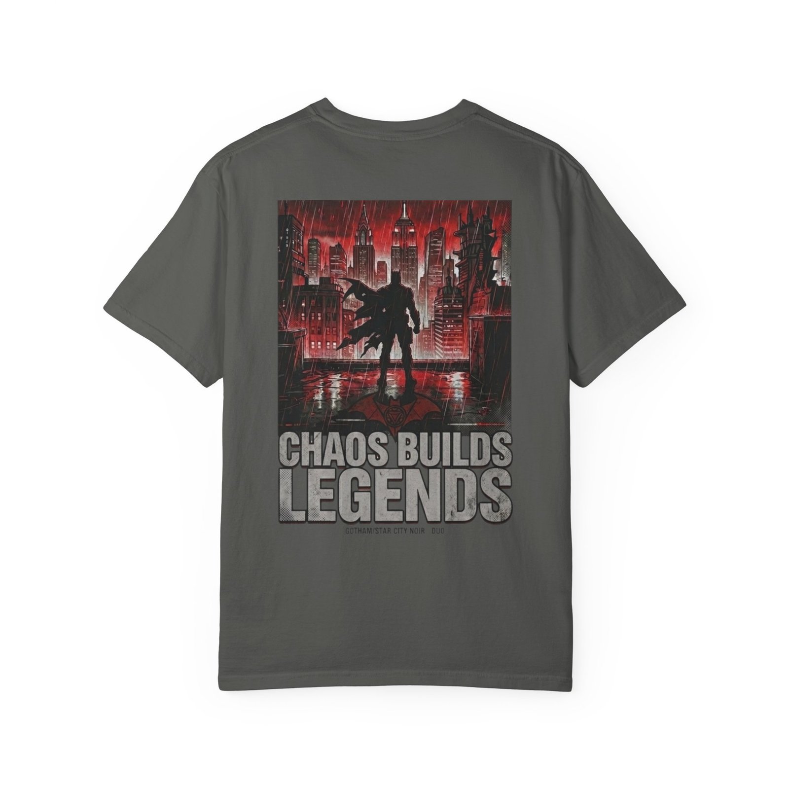 Chaos Builds Legends T-Shirt — Gothic Cityscape Graphic Tee - Image 46